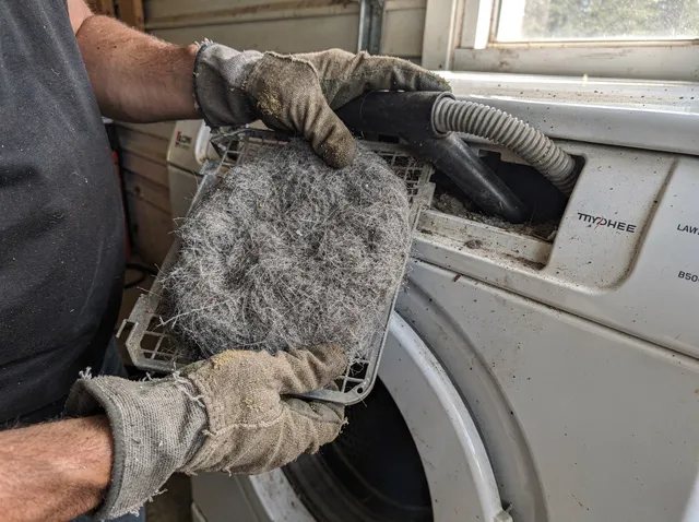 Cleaning Dryer Lint Trap in Tiverton